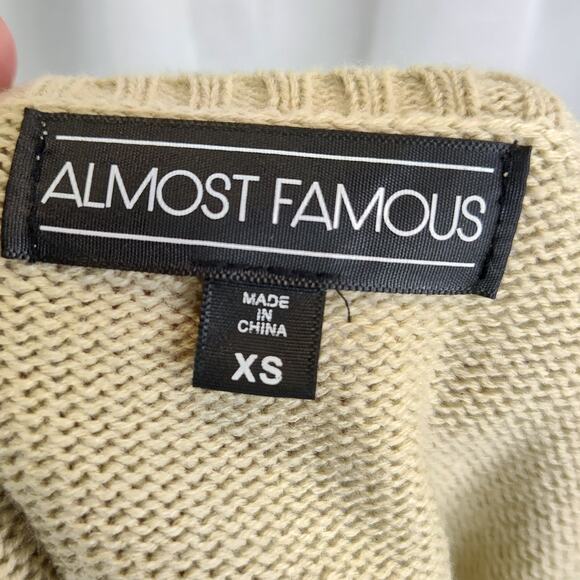 Almost Famous Tan V-Neck T-Rex Seather with Sequins, XS - Picture 7 of 7